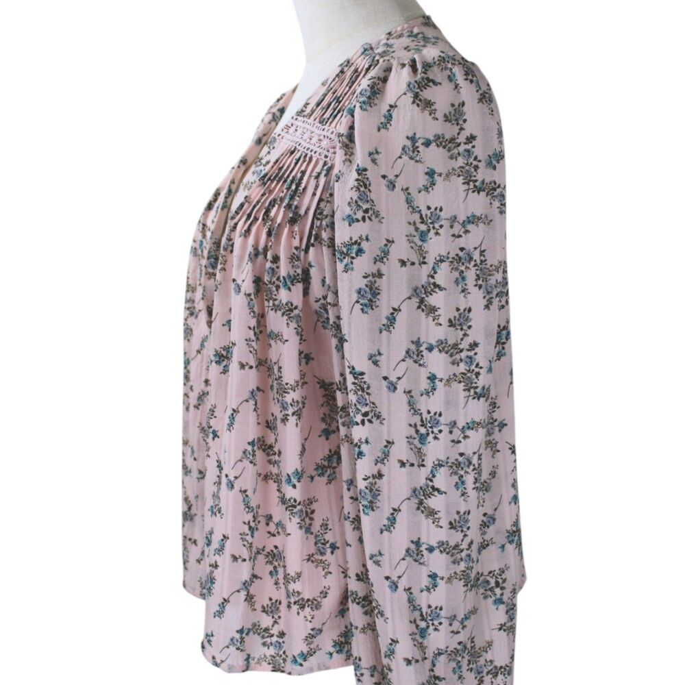 And Now This Pink Floral Cottagecore Peasant Blouse Romantic Boho Lace Top Sm - Picture 2 of 7